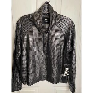 DKNY Women's Size‎ XS Silver/Black Sheer Top NWTs
